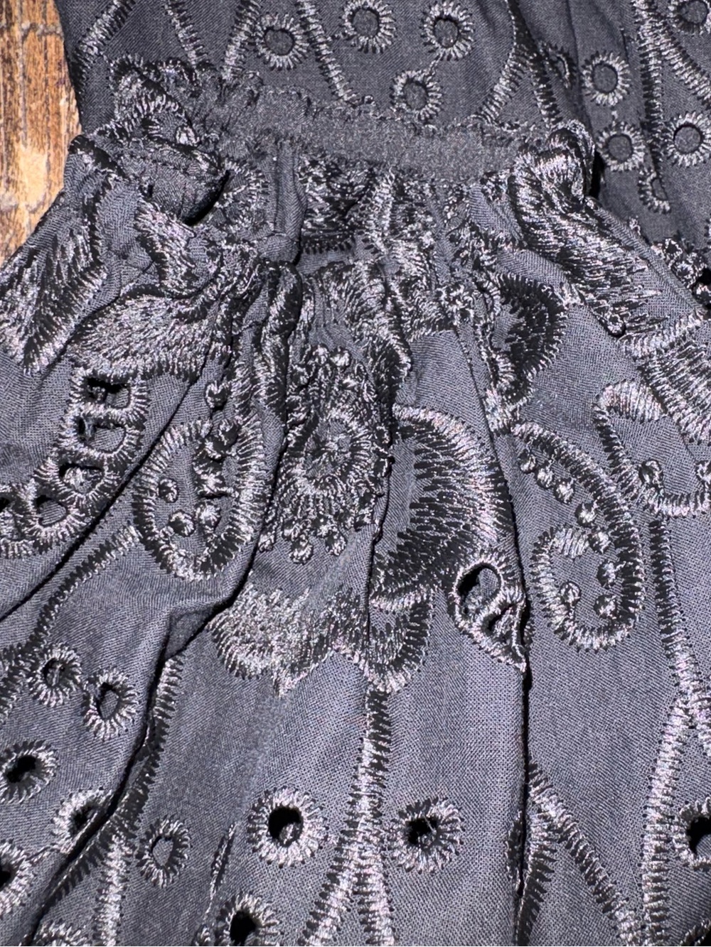 Shoshanna Sicily Eyelet Embroidered Dress Women 10 Black NWT Tiered Midi - Picture 7 of 8